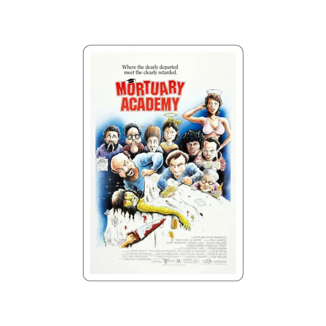 MORTUARY ACADEMY 1988 Movie Poster STICKER Vinyl Die-Cut Decal 3 Inch - The Sticker Space