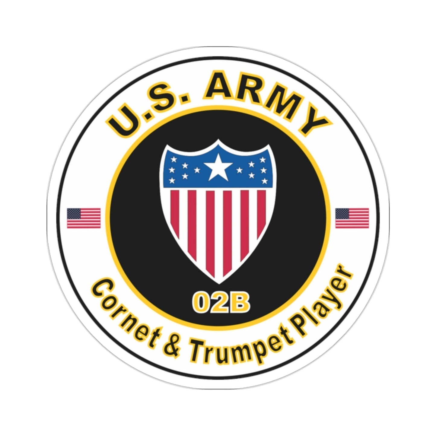 MOS 02B Coronet & Trumpet Player (U.S. Army) STICKER Vinyl Die-Cut Decal-2 Inch-The Sticker Space