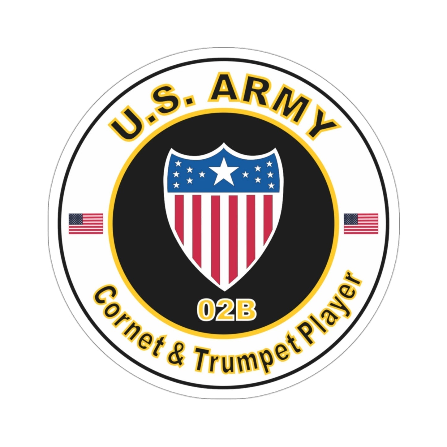 MOS 02B Coronet & Trumpet Player (U.S. Army) STICKER Vinyl Die-Cut Decal-3 Inch-The Sticker Space