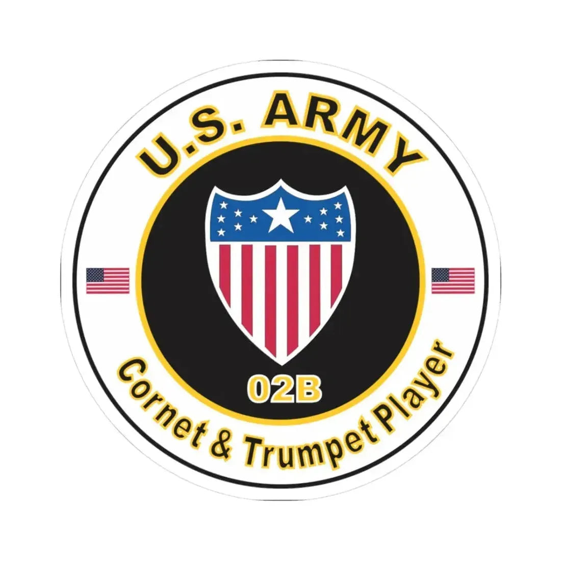 MOS 02B Coronet & Trumpet Player (U.S. Army) STICKER Vinyl Kiss-Cut Decal 3 Inch White - The Sticker Space