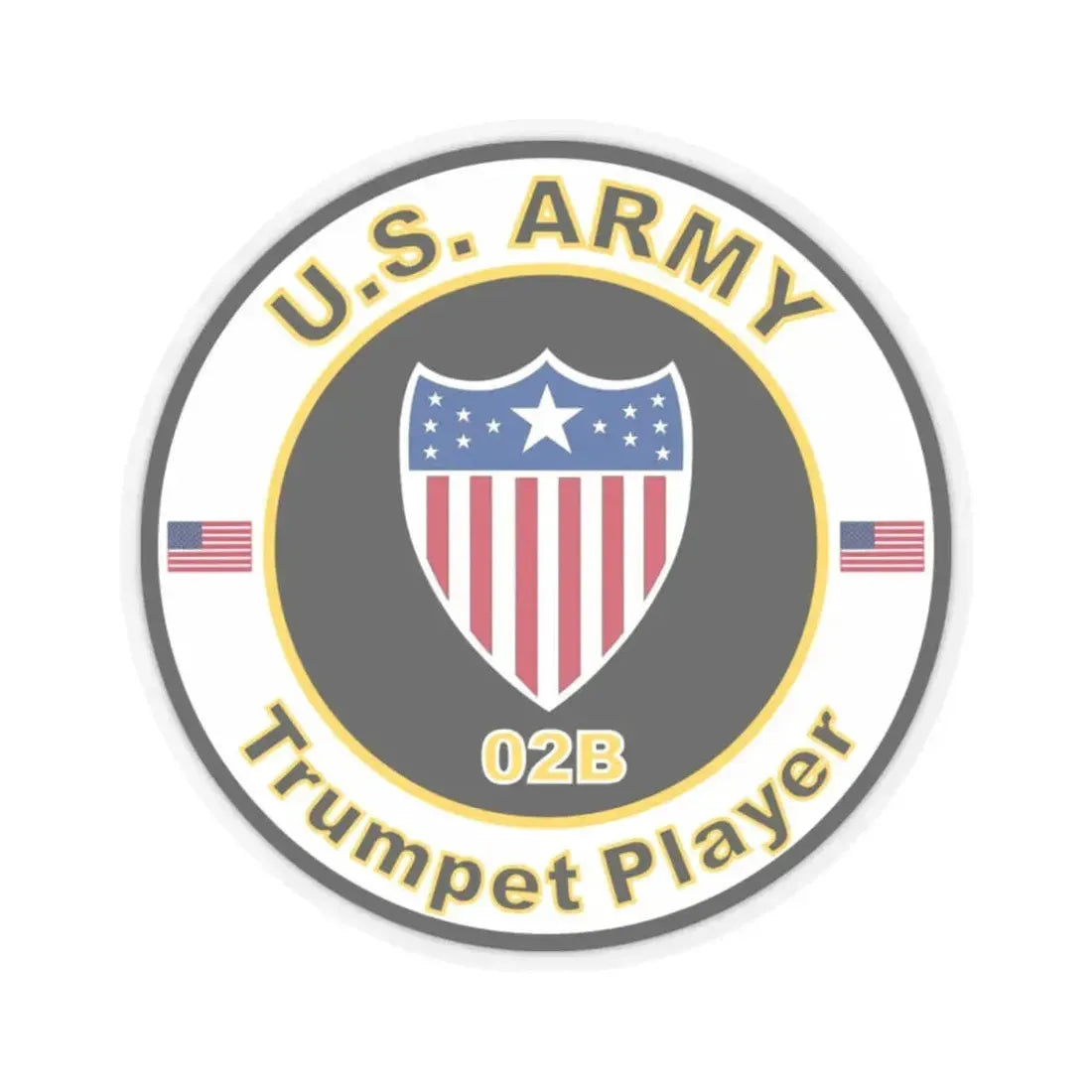 MOS 02B Trumpet Player (U.S. Army) STICKER Vinyl Kiss-Cut Decal 2 Inch Transparent - The Sticker Space