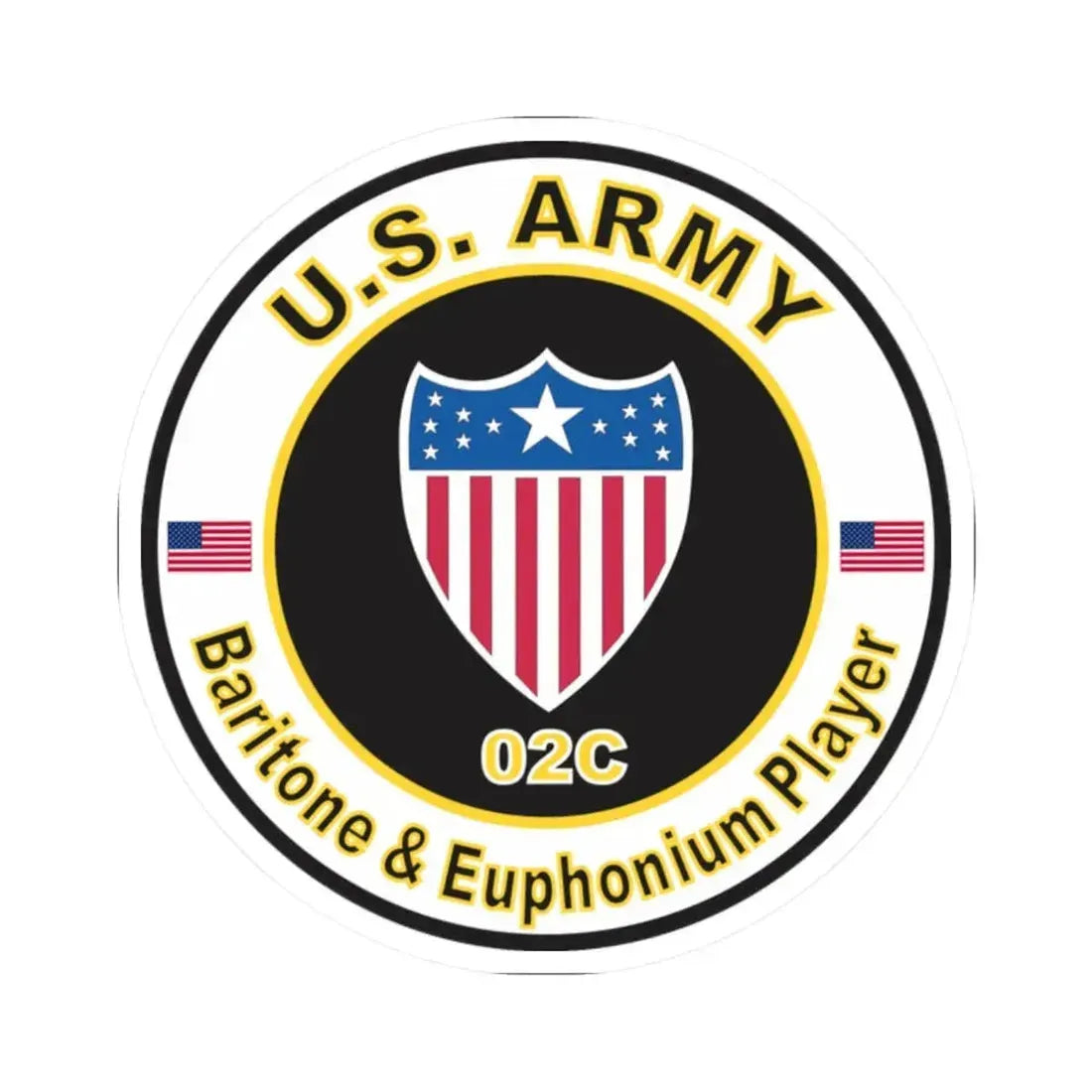 MOS 02C Baritone & Euphonium Player (U.S. Army) STICKER Vinyl Kiss-Cut Decal 2 Inch White - The Sticker Space