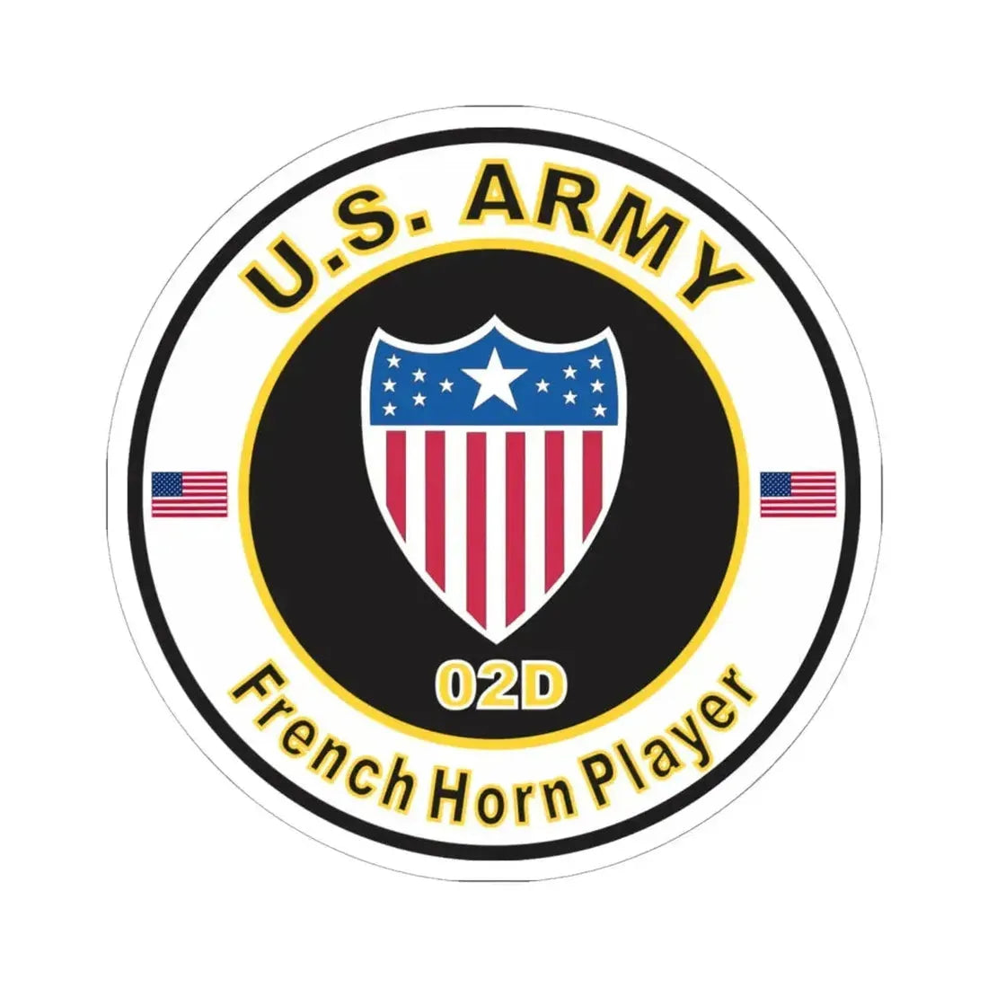 MOS 02D French Horn Player (U.S. Army) STICKER Vinyl Kiss-Cut Decal 6 Inch White - The Sticker Space