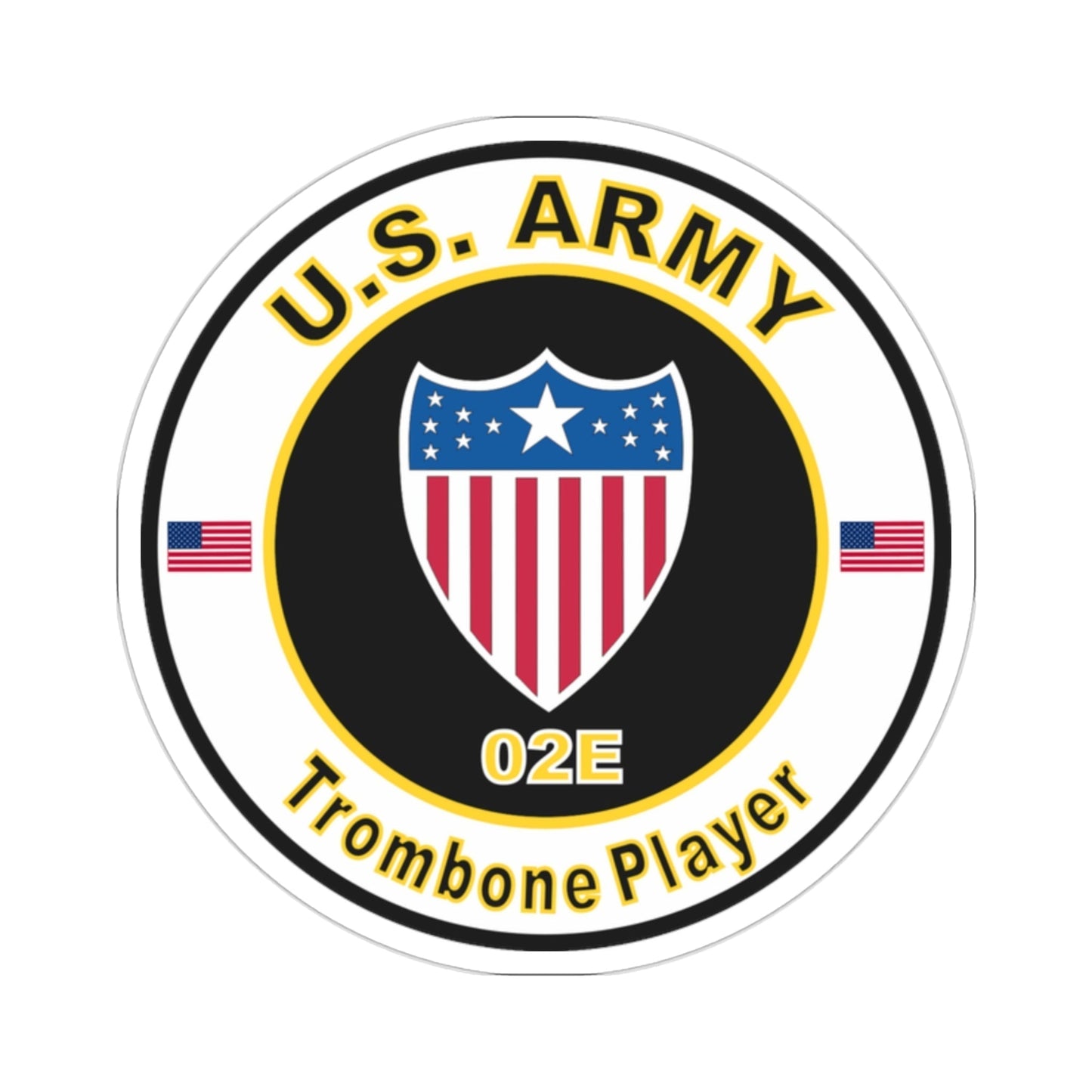 MOS 02E Trombone Player (U.S. Army) STICKER Vinyl Die-Cut Decal-2 Inch-The Sticker Space