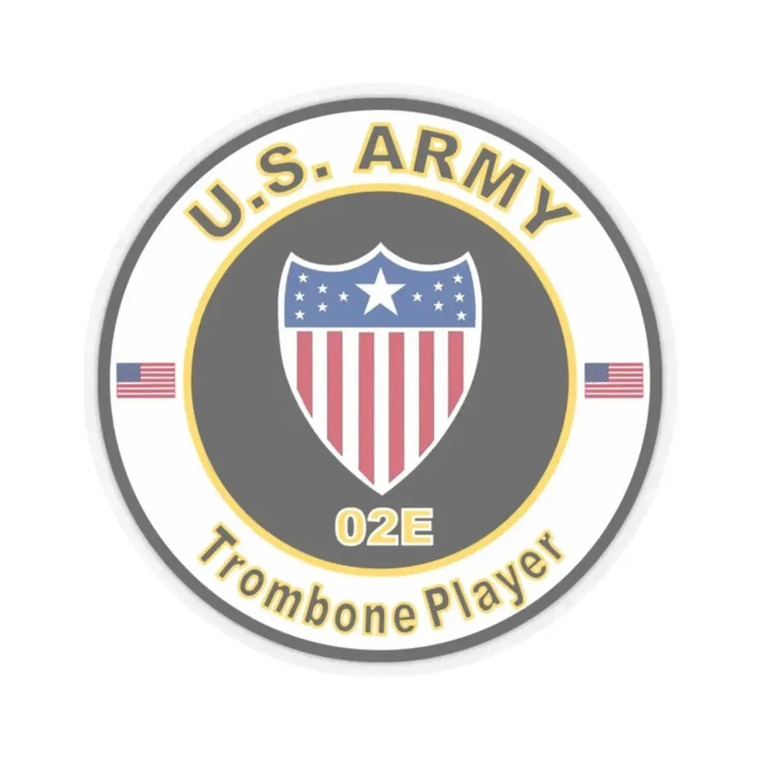 MOS 02E Trombone Player (U.S. Army) STICKER Vinyl Kiss-Cut Decal 2 Inch Transparent - The Sticker Space