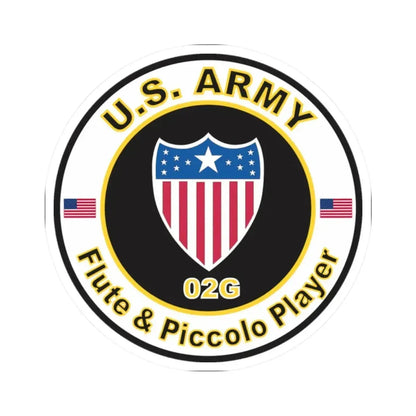 MOS 02G Flute & Piccolo Player (U.S. Army) STICKER Vinyl Kiss-Cut Decal 2 Inch White - The Sticker Space