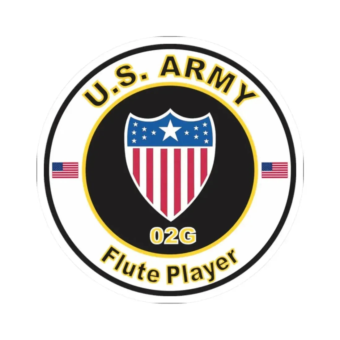MOS 02G Flute Player (U.S. Army) STICKER Vinyl Kiss-Cut Decal 2 Inch White - The Sticker Space
