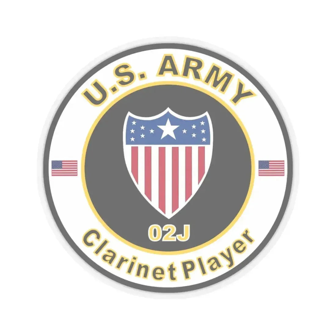 MOS 02J Clarinet Player (U.S. Army) STICKER Vinyl Kiss-Cut Decal 3 Inch Transparent - The Sticker Space