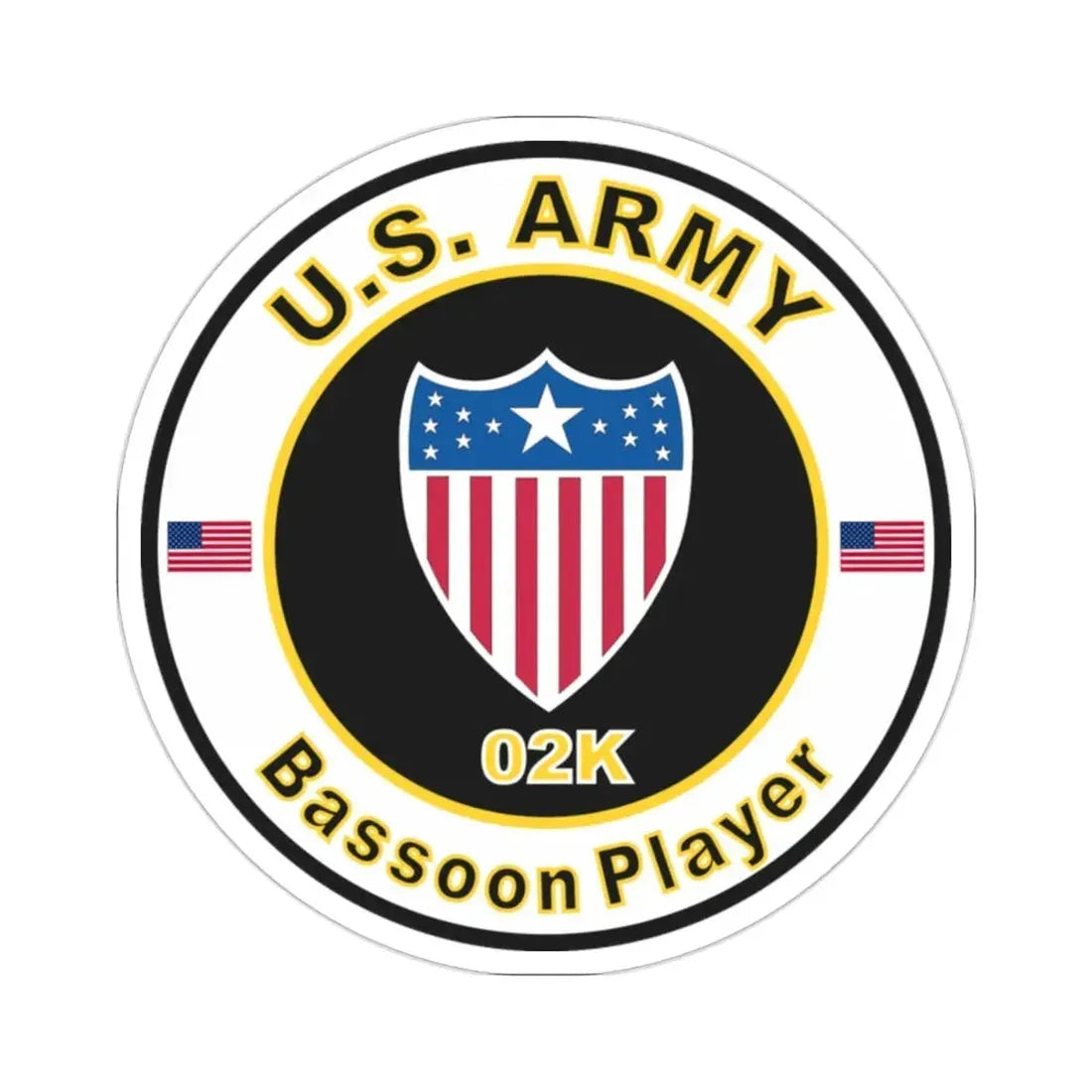 MOS 02K Bassoon Player (U.S. Army) STICKER Vinyl Die-Cut Decal 2 Inch - The Sticker Space