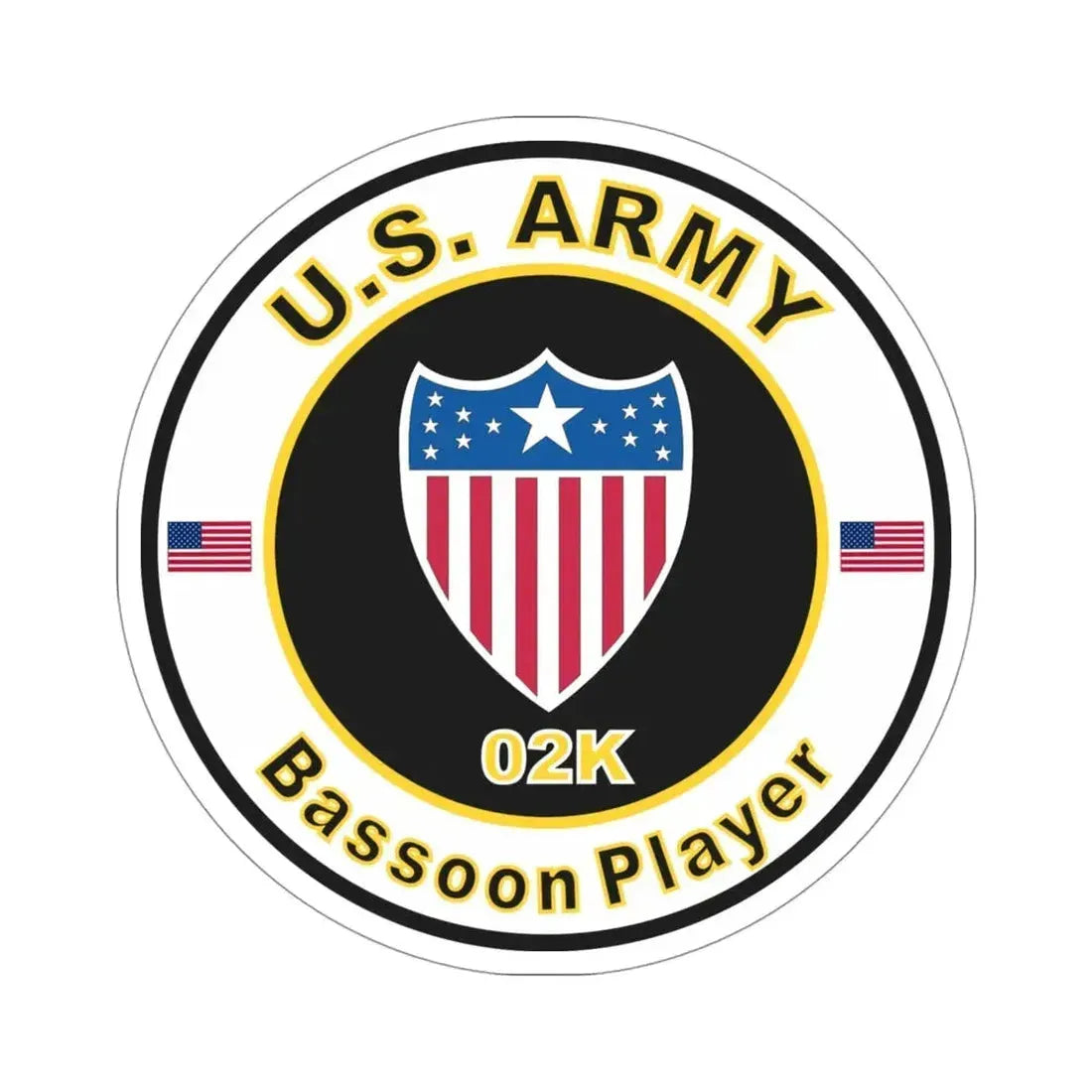 MOS 02K Bassoon Player (U.S. Army) STICKER Vinyl Die-Cut Decal 4 Inch - The Sticker Space