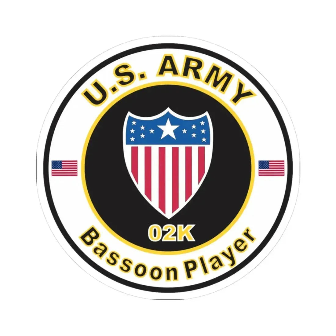MOS 02K Bassoon Player (U.S. Army) STICKER Vinyl Kiss-Cut Decal 3 Inch White - The Sticker Space