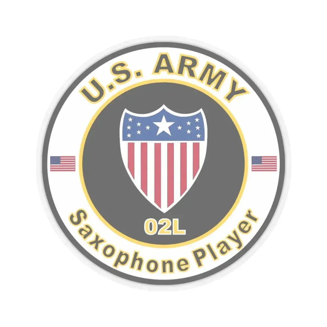 MOS 02L Saxophone Player (U.S. Army) STICKER Vinyl Kiss-Cut Decal 4 Inch Transparent - The Sticker Space