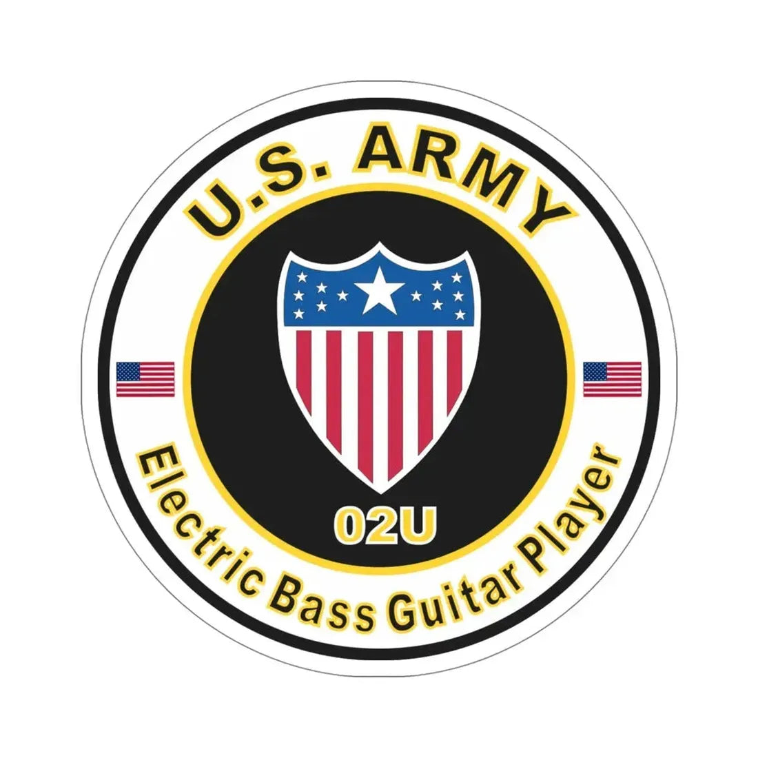 MOS 02U Electric Bass Guitar Player (U.S. Army) STICKER Vinyl Die-Cut Decal 5 Inch - The Sticker Space