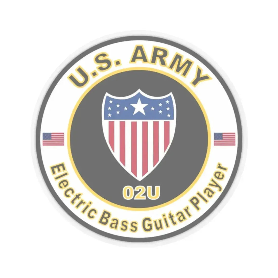 MOS 02U Electric Bass Guitar Player (U.S. Army) STICKER Vinyl Kiss-Cut Decal 2 Inch Transparent - The Sticker Space
