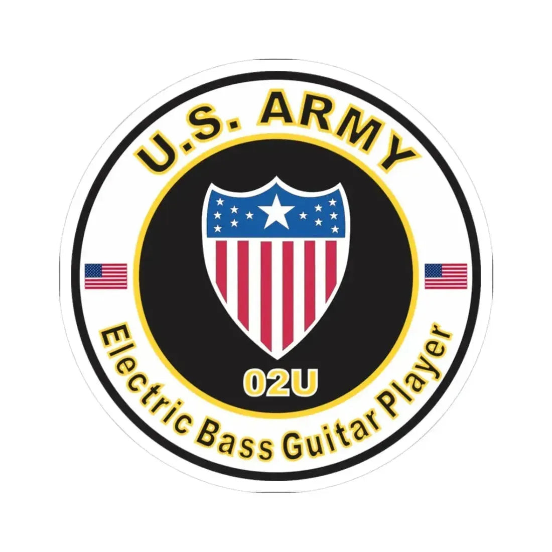 MOS 02U Electric Bass Guitar Player (U.S. Army) STICKER Vinyl Kiss-Cut Decal 3 Inch White - The Sticker Space