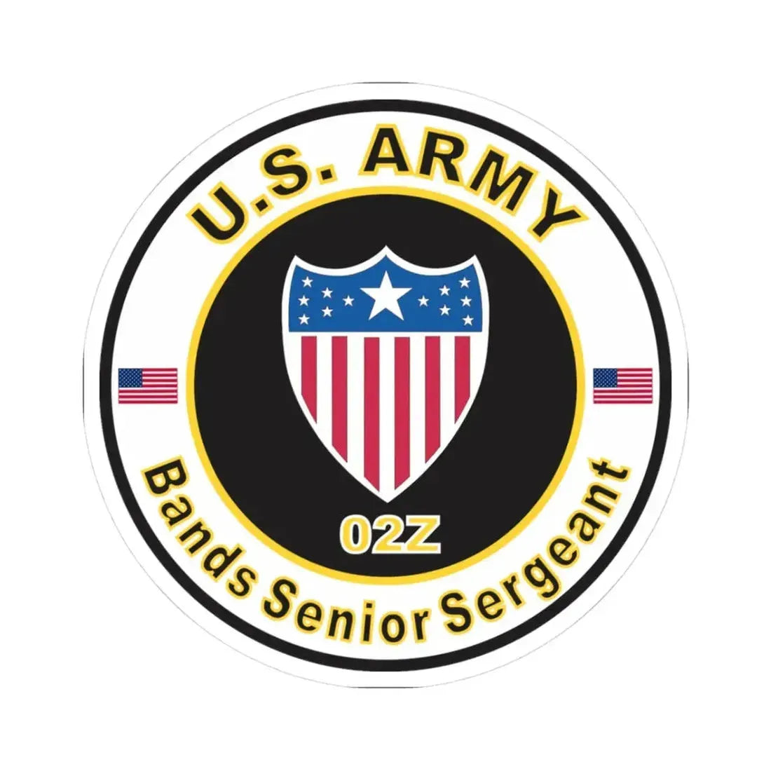 MOS 02Z Bands Senior Sergeant (U.S. Army) STICKER Vinyl Kiss-Cut Decal 3 Inch White - The Sticker Space