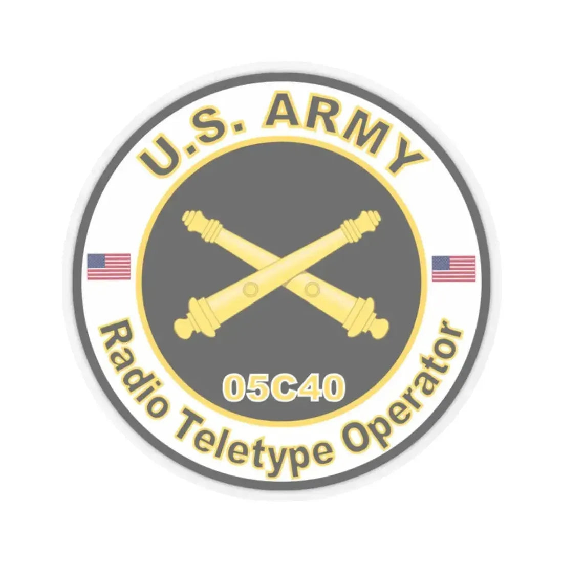 MOS 05C40 Radio Teletype Operator Decal Sticker (U.S. Army) STICKER Vinyl Kiss-Cut Decal 2 Inch Transparent - The Sticker Space