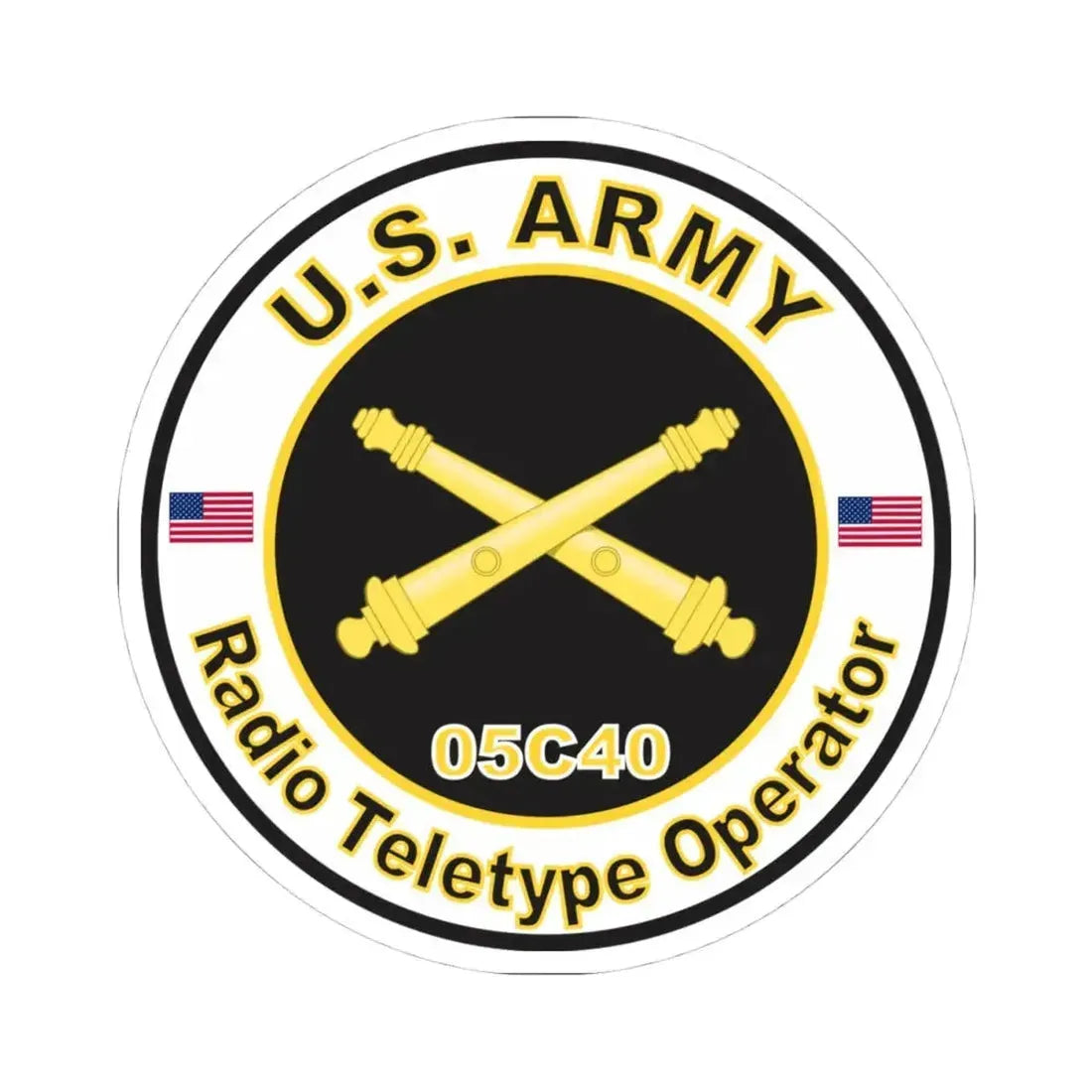 MOS 05C40 Radio Teletype Operator Decal Sticker (U.S. Army) STICKER Vinyl Kiss-Cut Decal 4 Inch White - The Sticker Space