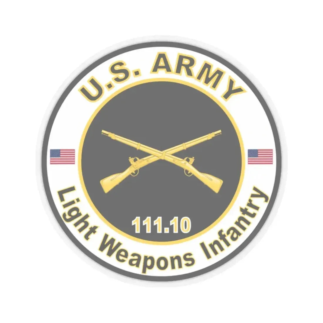 MOS 111.10 Light Weapons Infantry (U.S. Army) STICKER Vinyl Kiss-Cut Decal 2 Inch Transparent - The Sticker Space