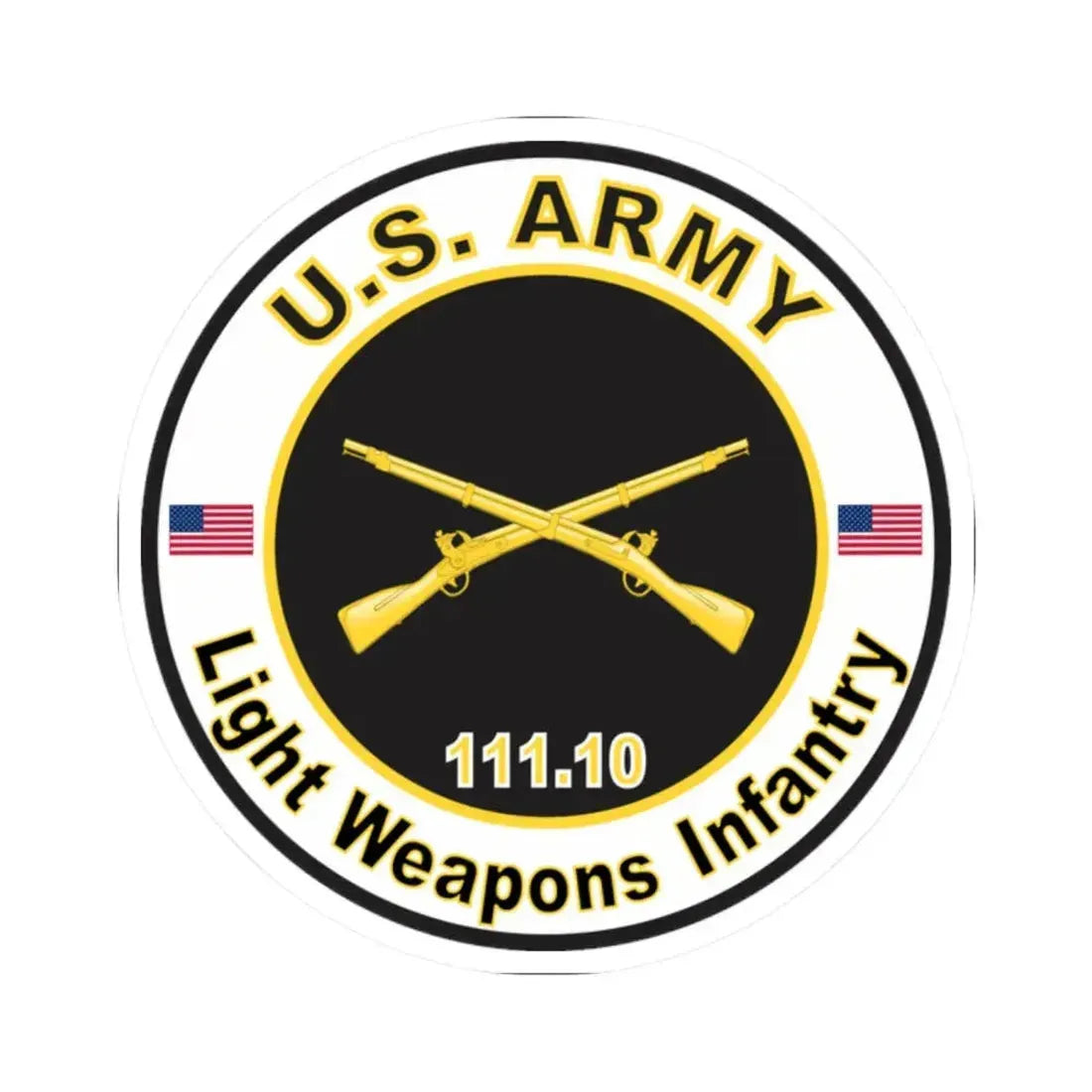 MOS 111.10 Light Weapons Infantry (U.S. Army) STICKER Vinyl Kiss-Cut Decal 2 Inch White - The Sticker Space