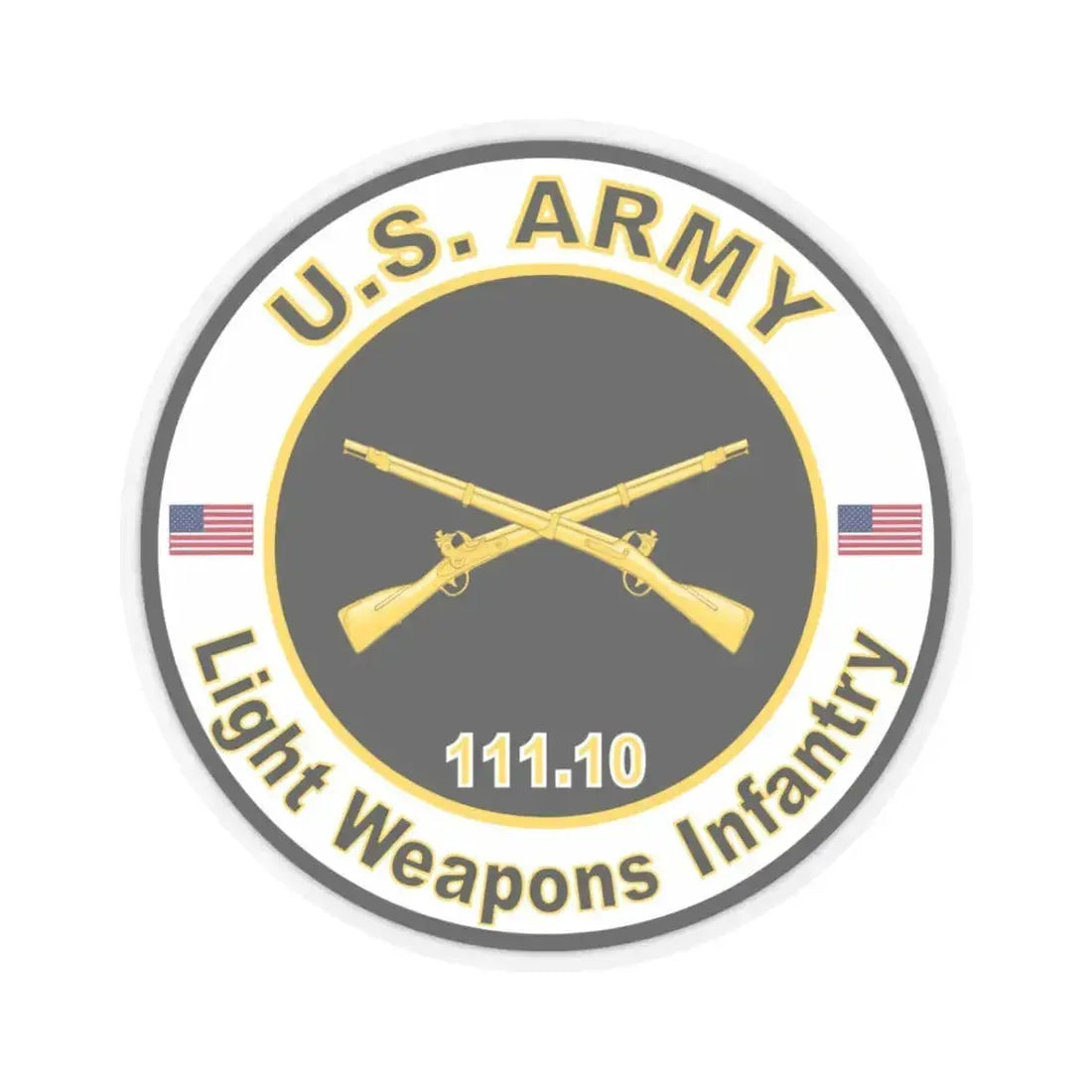 MOS 111.10 Light Weapons Infantry (U.S. Army) STICKER Vinyl Kiss-Cut Decal 3 Inch Transparent - The Sticker Space
