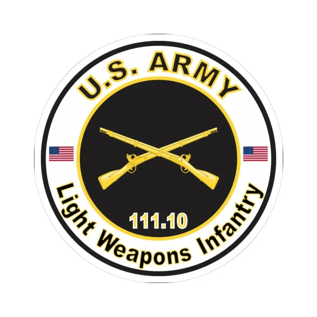 MOS 111.10 Light Weapons Infantry (U.S. Army) STICKER Vinyl Kiss-Cut Decal 3 Inch White - The Sticker Space