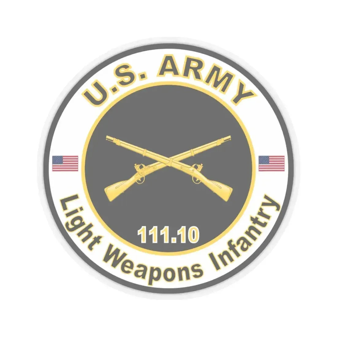 MOS 111.10 Light Weapons Infantry (U.S. Army) STICKER Vinyl Kiss-Cut Decal 4 Inch Transparent - The Sticker Space