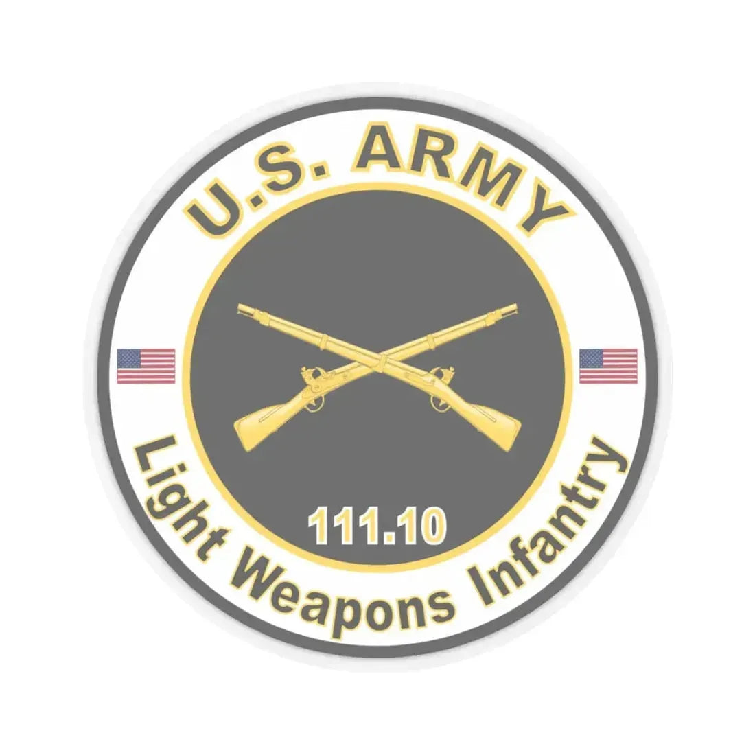 MOS 111.10 Light Weapons Infantry (U.S. Army) STICKER Vinyl Kiss-Cut Decal 6 Inch Transparent - The Sticker Space