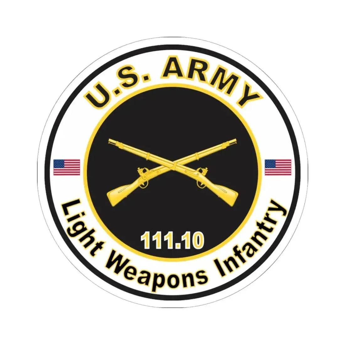 MOS 111.10 Light Weapons Infantry (U.S. Army) STICKER Vinyl Kiss-Cut Decal 6 Inch White - The Sticker Space