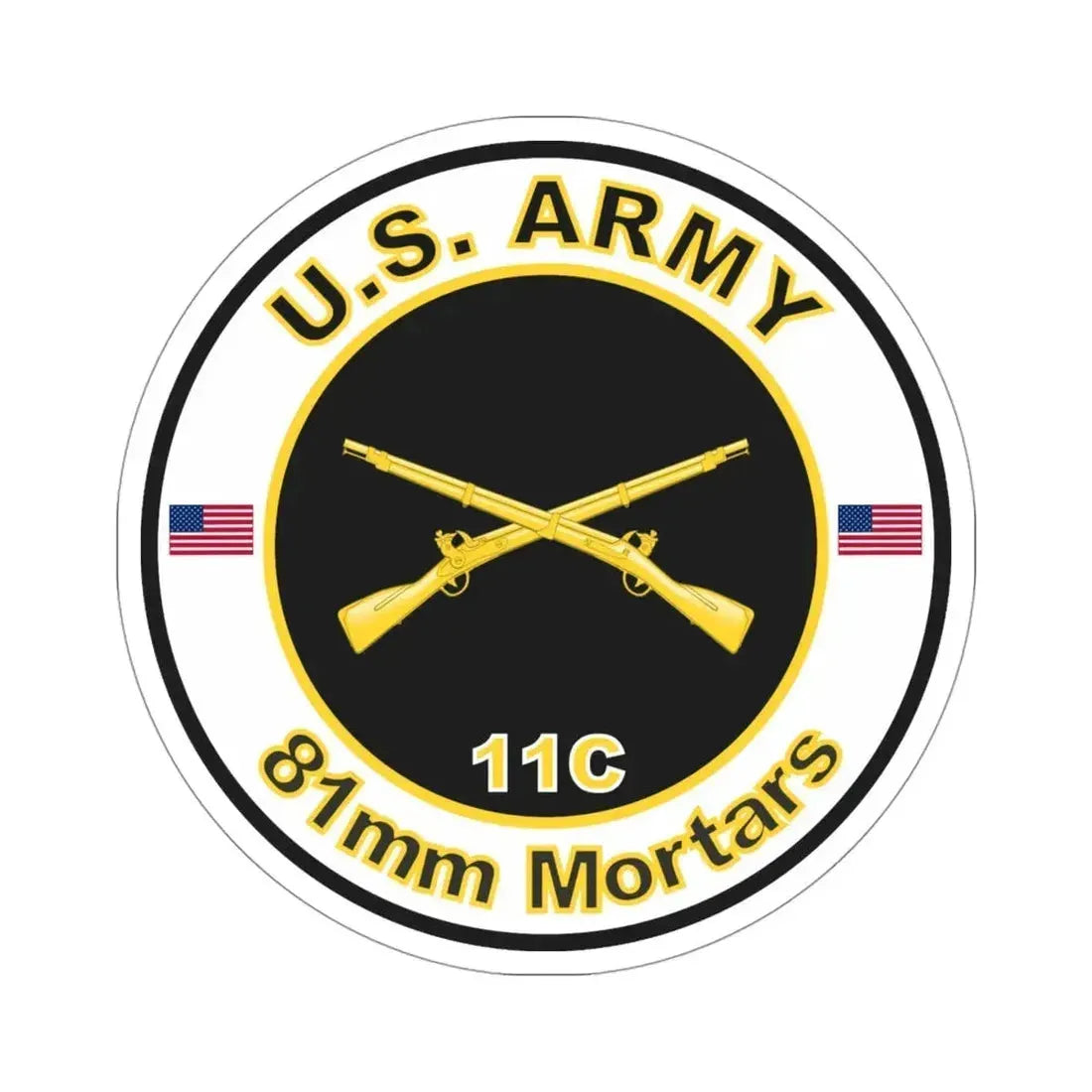 MOS 11C 81mm Mortars (U.S. Army) STICKER Vinyl Die-Cut Decal 2 Inch - The Sticker Space