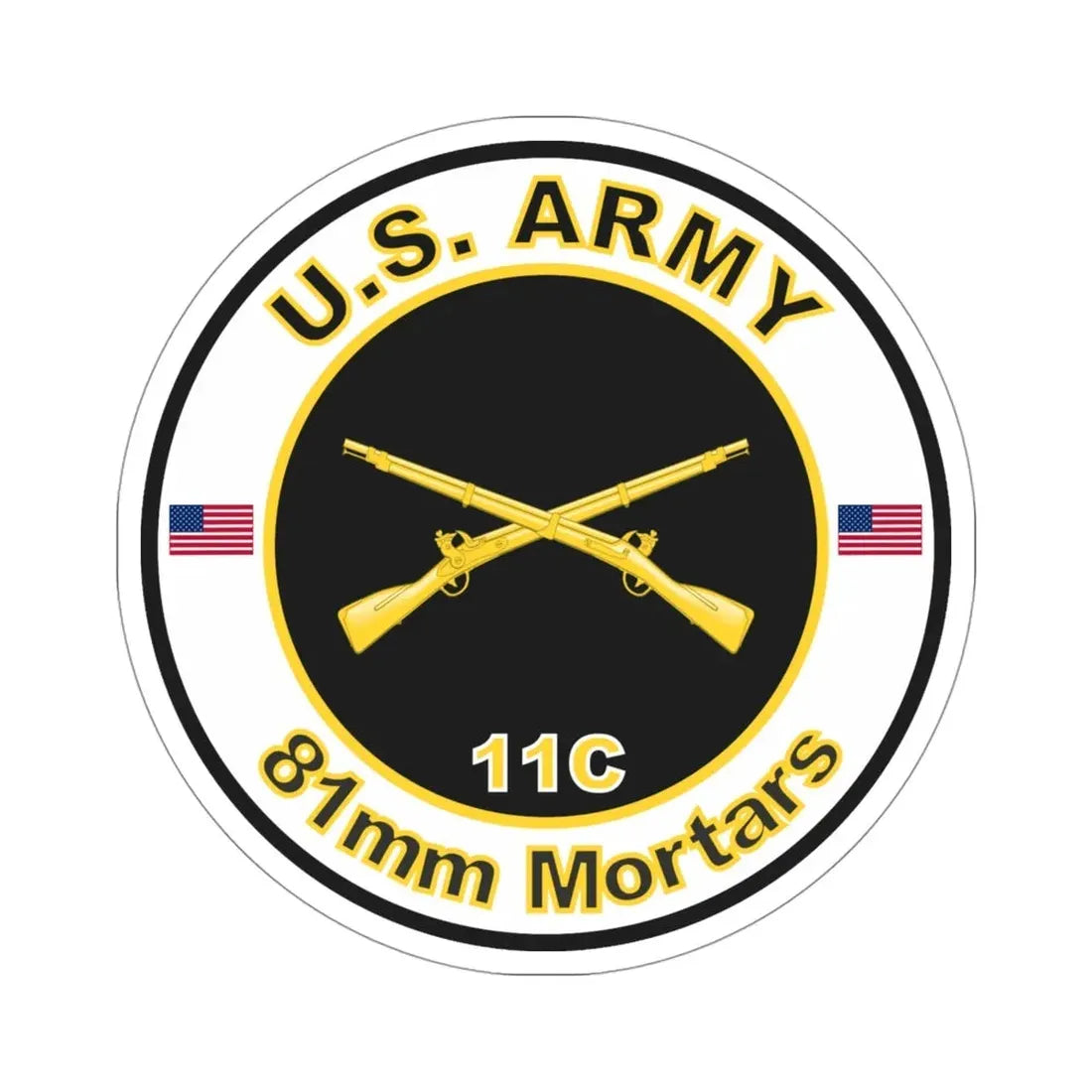 MOS 11C 81mm Mortars (U.S. Army) STICKER Vinyl Die-Cut Decal - The Sticker Space
