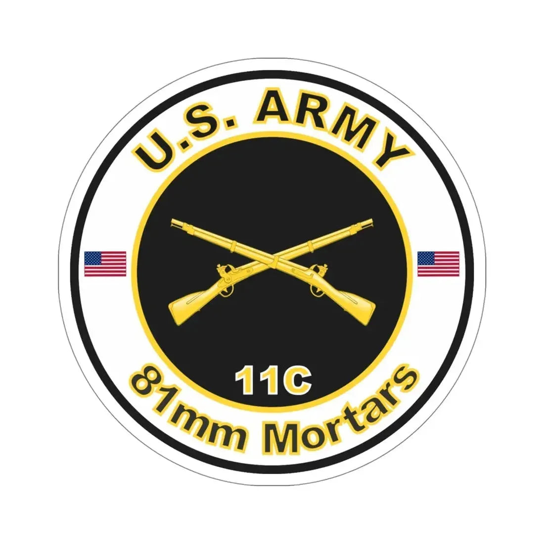 MOS 11C 81mm Mortars (U.S. Army) STICKER Vinyl Die-Cut Decal - The Sticker Space