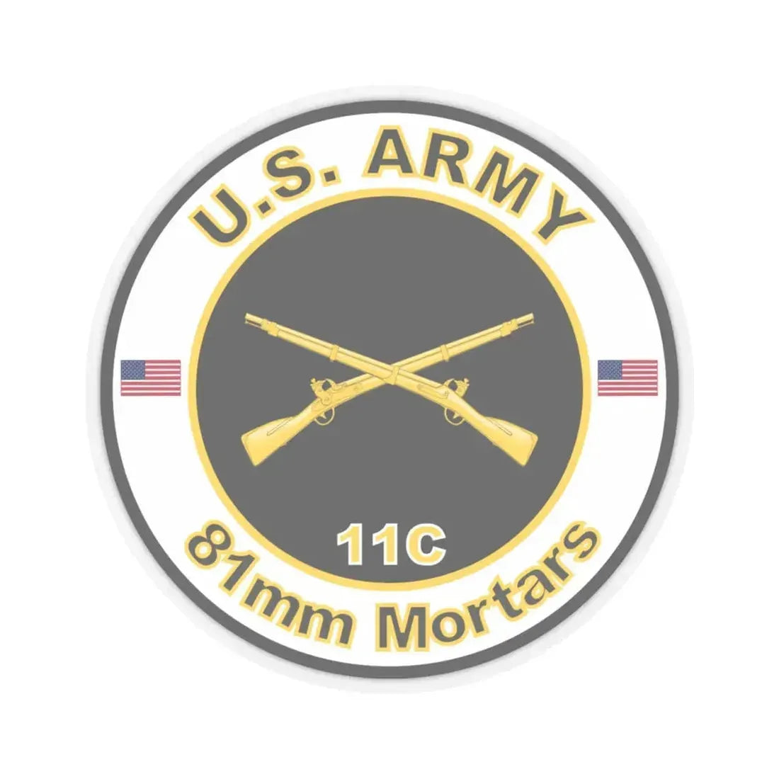 MOS 11C 81mm Mortars (U.S. Army) STICKER Vinyl Kiss-Cut Decal 4 Inch Transparent - The Sticker Space