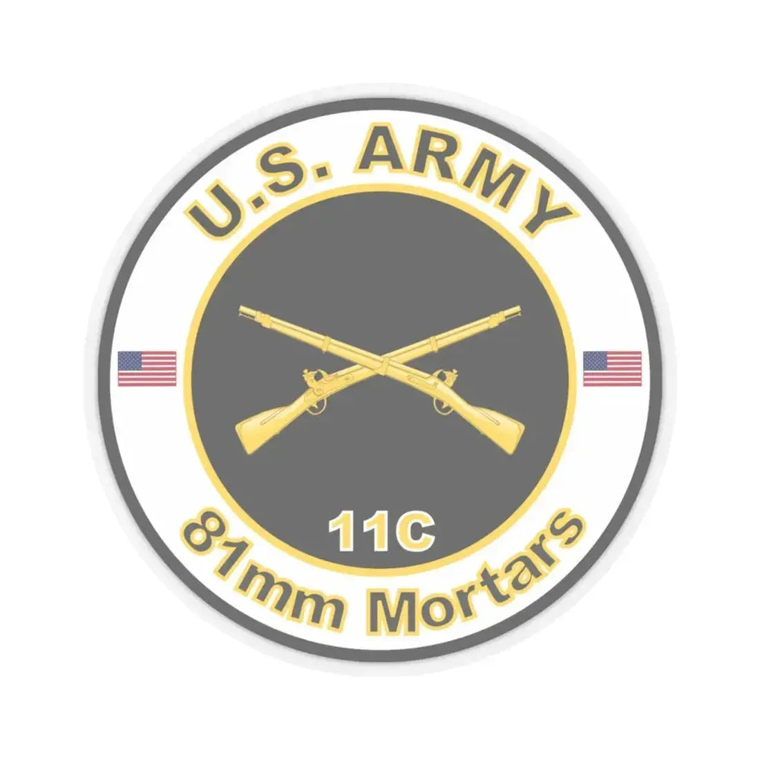 MOS 11C 81mm Mortars (U.S. Army) STICKER Vinyl Kiss-Cut Decal 6 Inch Transparent - The Sticker Space