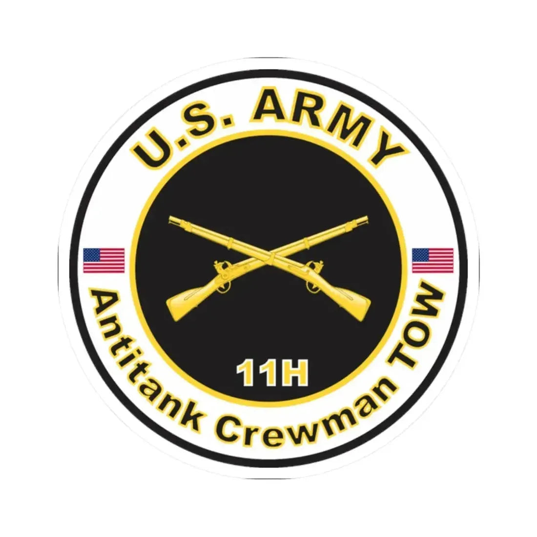 MOS 11H Antitank Crewman TOW (U.S. Army) STICKER Vinyl Kiss-Cut Decal 2 Inch White - The Sticker Space