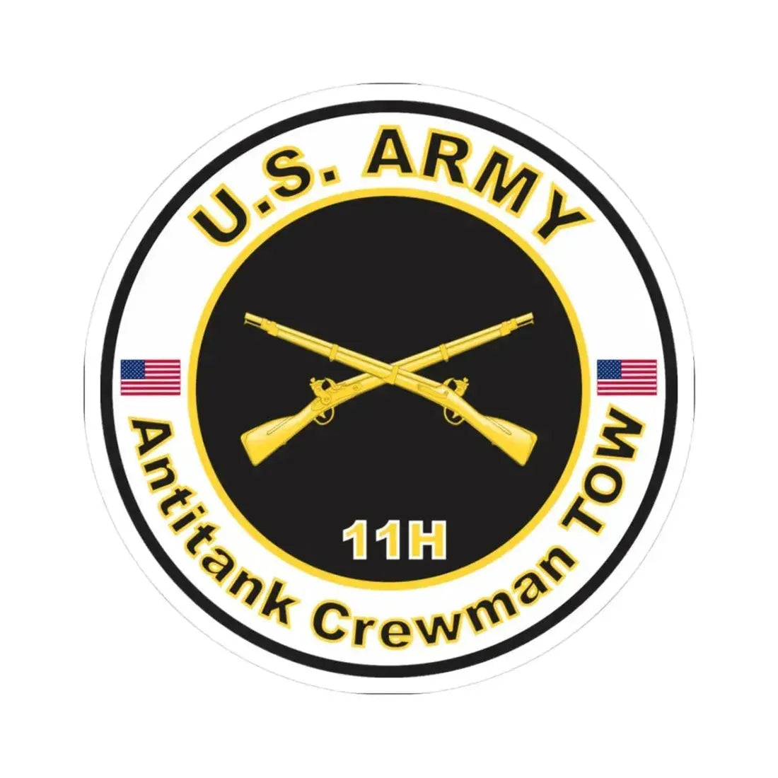 MOS 11H Antitank Crewman TOW (U.S. Army) STICKER Vinyl Kiss-Cut Decal 3 Inch White - The Sticker Space