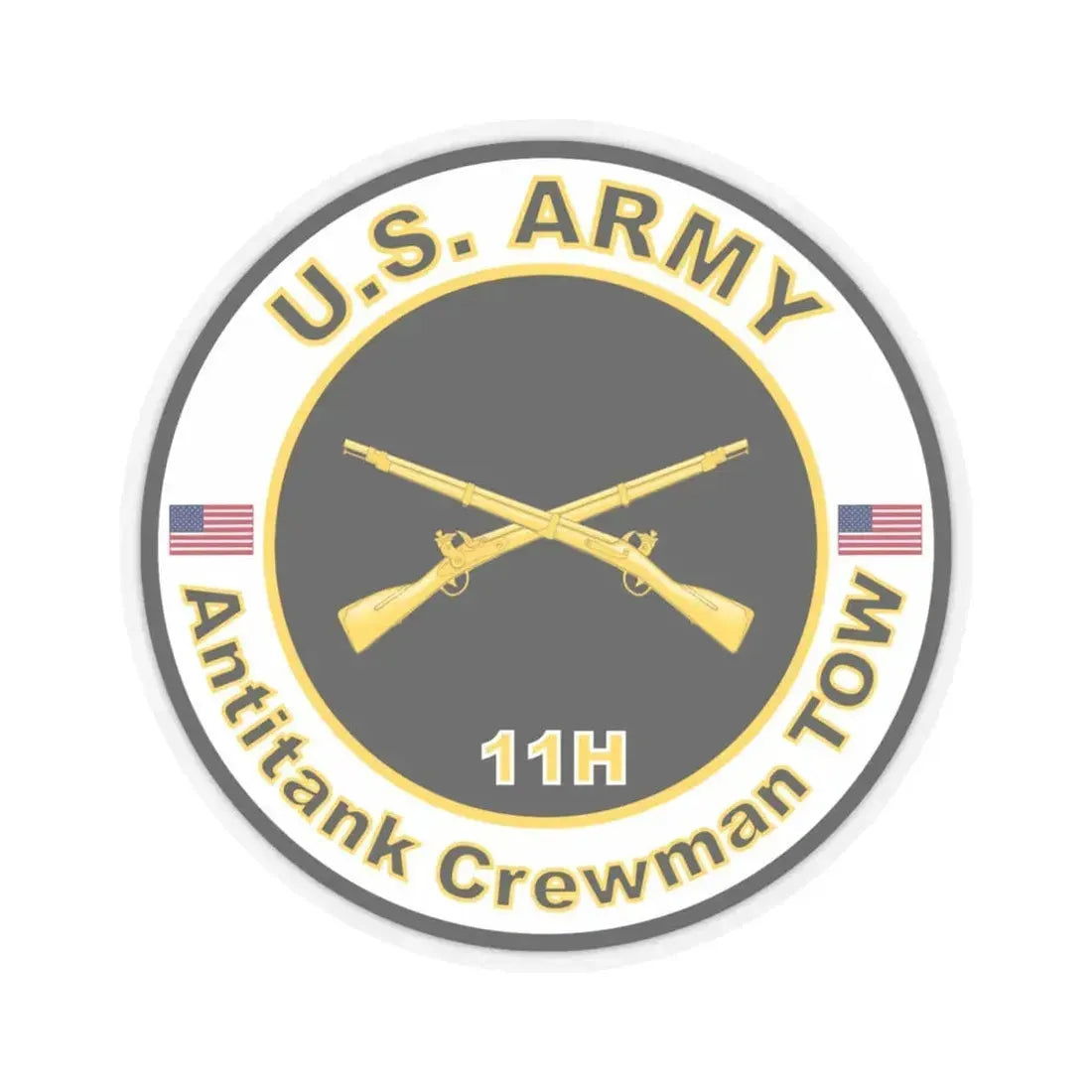 MOS 11H Antitank Crewman TOW (U.S. Army) STICKER Vinyl Kiss-Cut Decal 4 Inch Transparent - The Sticker Space