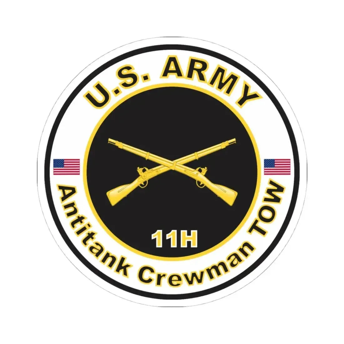 MOS 11H Antitank Crewman TOW (U.S. Army) STICKER Vinyl Kiss-Cut Decal 4 Inch White - The Sticker Space