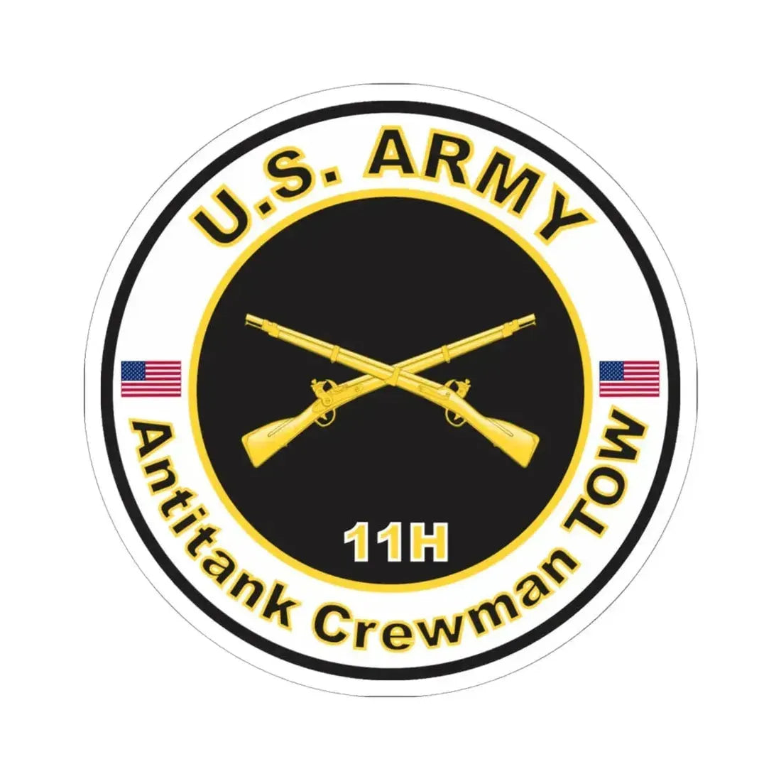 MOS 11H Antitank Crewman TOW (U.S. Army) STICKER Vinyl Kiss-Cut Decal 6 Inch White - The Sticker Space
