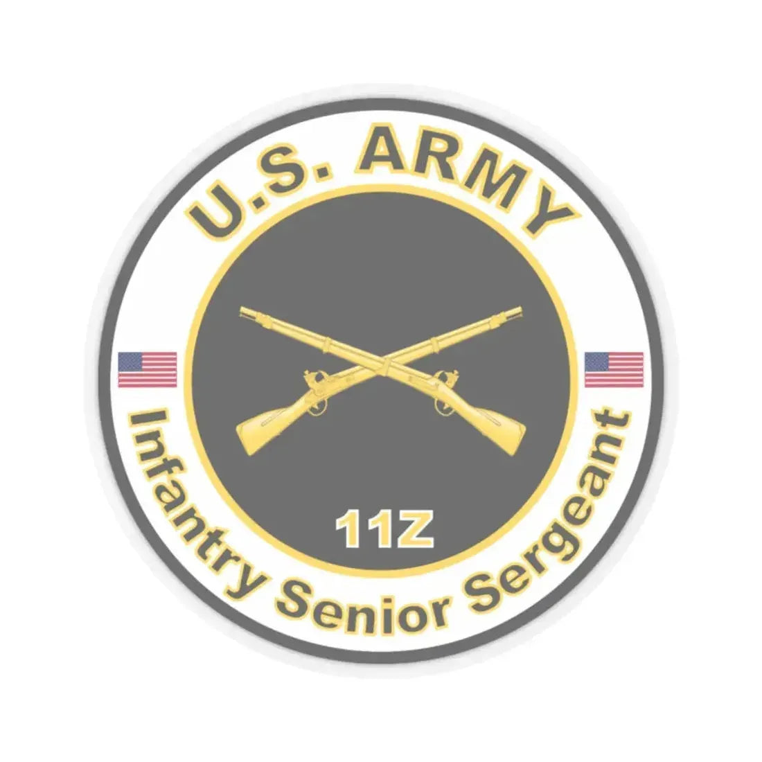 MOS 11Z Infantry Senior Sergeant (U.S. Army) STICKER Vinyl Kiss-Cut Decal 2 Inch Transparent - The Sticker Space