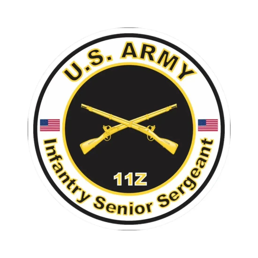 MOS 11Z Infantry Senior Sergeant (U.S. Army) STICKER Vinyl Kiss-Cut Decal 2 Inch White - The Sticker Space
