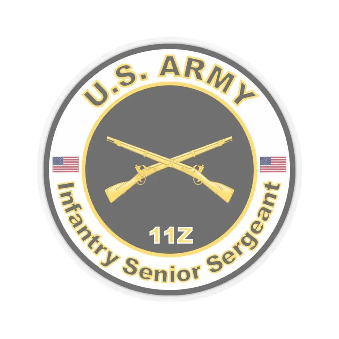 MOS 11Z Infantry Senior Sergeant (U.S. Army) STICKER Vinyl Kiss-Cut Decal 6 Inch Transparent - The Sticker Space