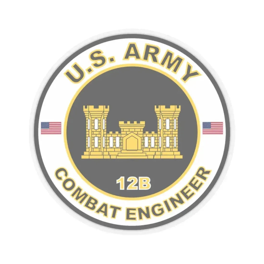 MOS 12B Combat Engineer (U.S. Army) STICKER Vinyl Kiss-Cut Decal 2 Inch Transparent - The Sticker Space