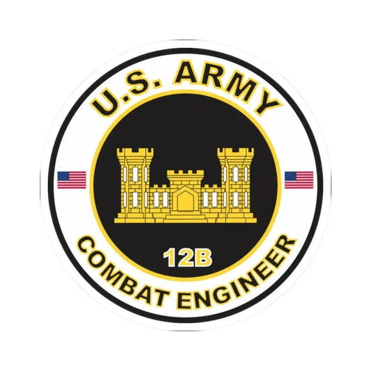 MOS 12B Combat Engineer (U.S. Army) STICKER Vinyl Kiss-Cut Decal 2 Inch White - The Sticker Space