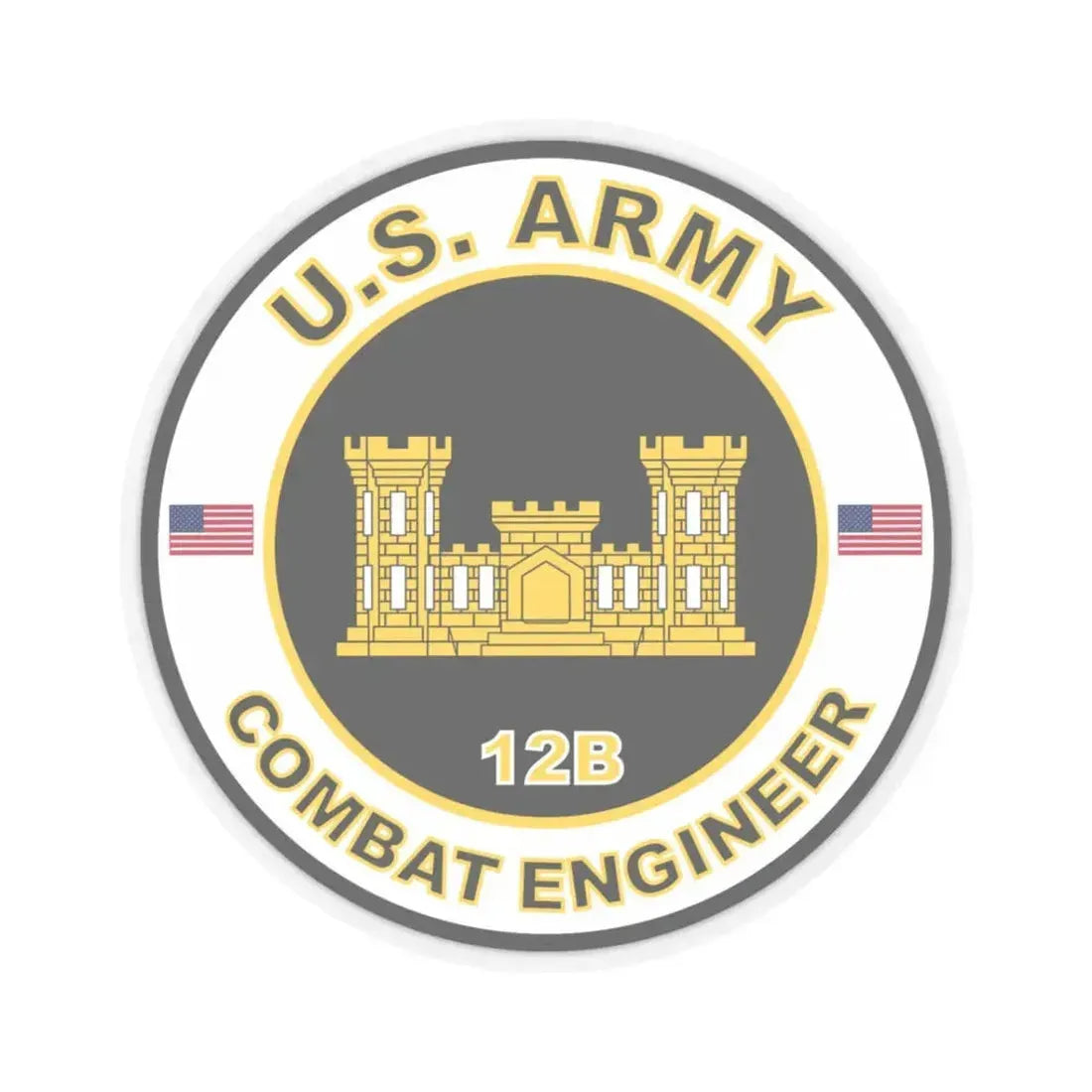 MOS 12B Combat Engineer (U.S. Army) STICKER Vinyl Kiss-Cut Decal 3 Inch Transparent - The Sticker Space