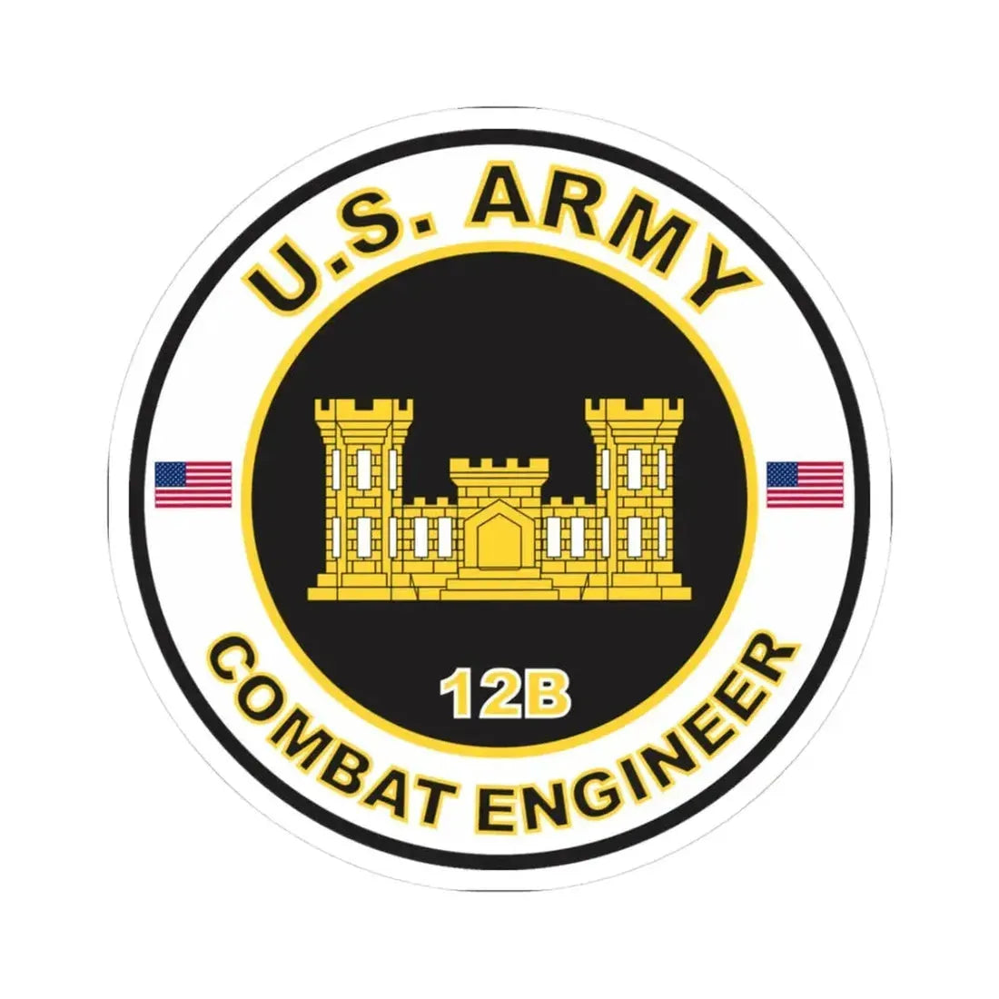 MOS 12B Combat Engineer (U.S. Army) STICKER Vinyl Kiss-Cut Decal 3 Inch White - The Sticker Space