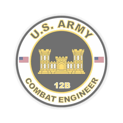 MOS 12B Combat Engineer (U.S. Army) STICKER Vinyl Kiss-Cut Decal 4 Inch Transparent - The Sticker Space