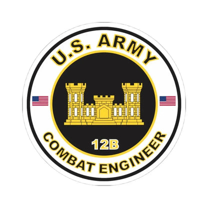 MOS 12B Combat Engineer (U.S. Army) STICKER Vinyl Kiss-Cut Decal 4 Inch White - The Sticker Space