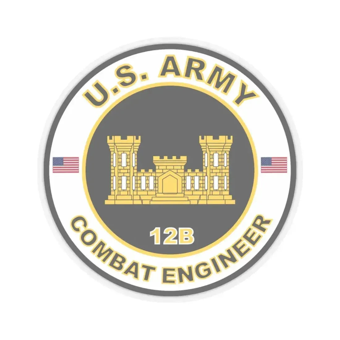 MOS 12B Combat Engineer (U.S. Army) STICKER Vinyl Kiss-Cut Decal 6 Inch Transparent - The Sticker Space