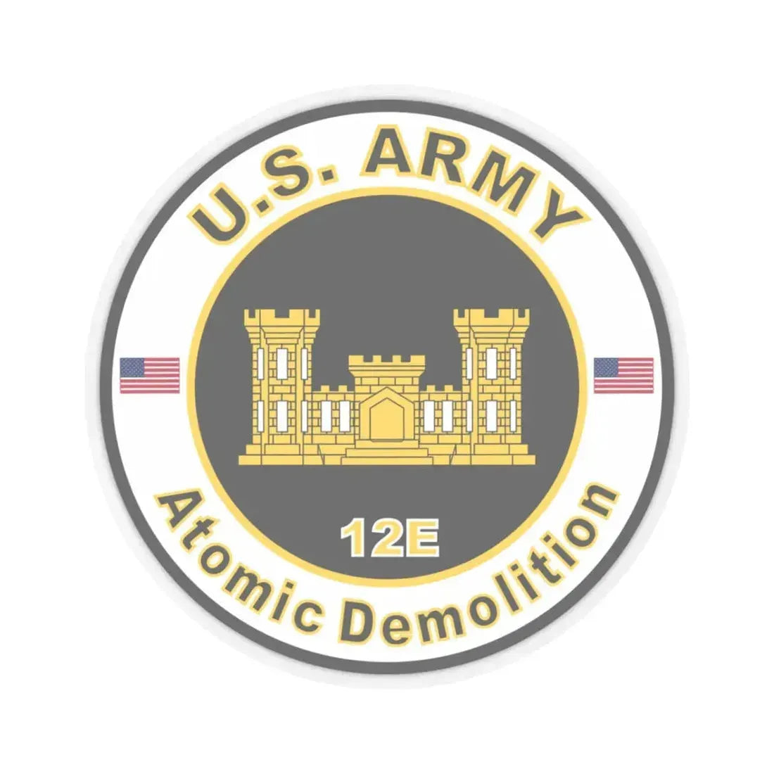 MOS 12E Atomic Demolition Decal Sticker (U.S. Army) STICKER Vinyl Kiss-Cut Decal 3 Inch Transparent - The Sticker Space